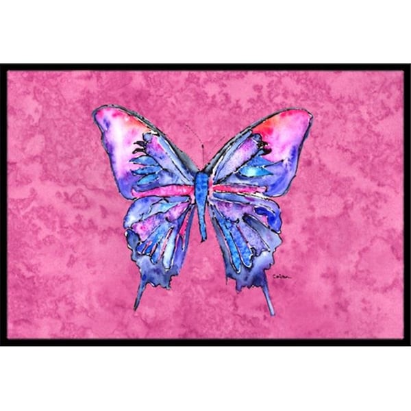 Carolines Treasures Carolines Treasures 8859MAT Butterfly on Pink Indoor Or Outdoor Doormat - 18 x 27 in. 8859MAT - main